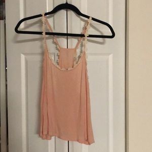 Pink tank with flowers